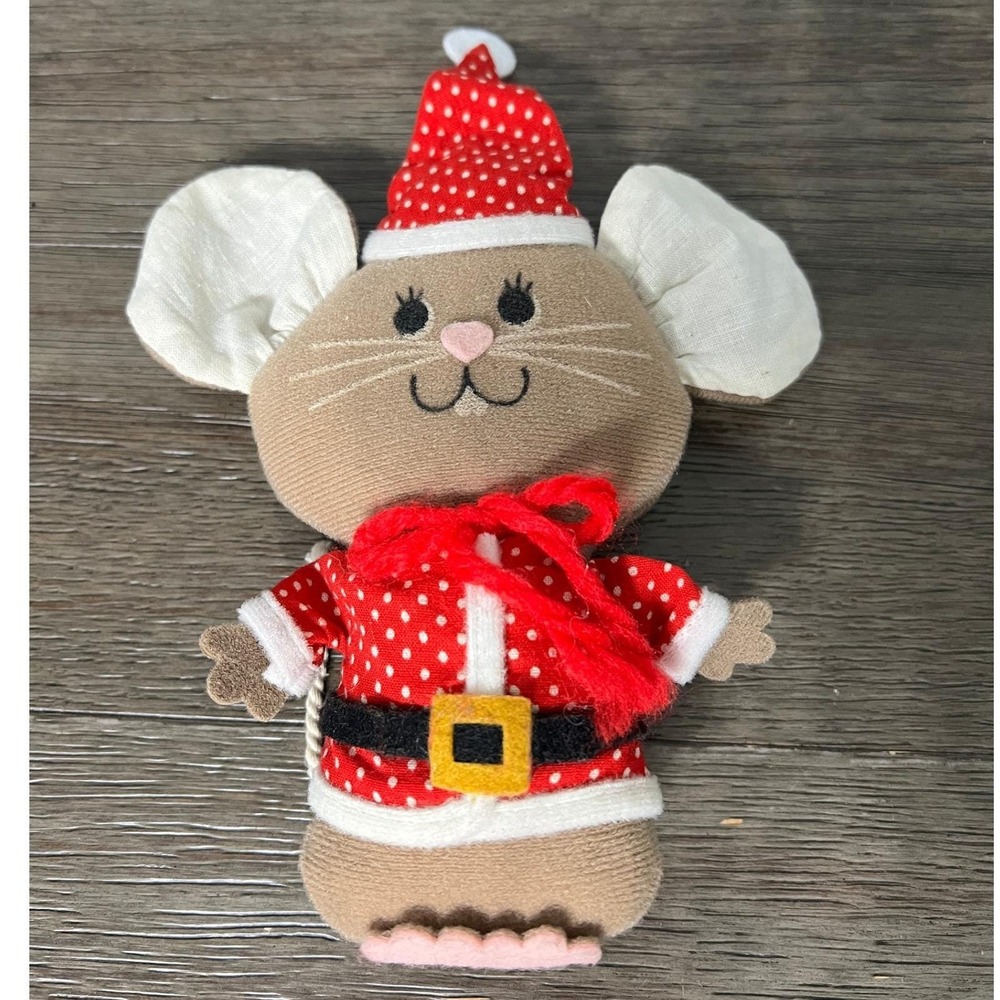 Hallmark Christmas Mouse‎ Plush Ornament Holiday Decoration Kids Decor Red White